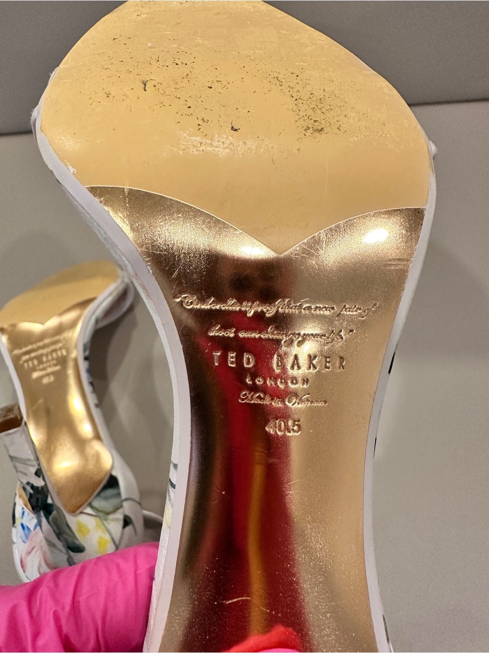 Ted Baker Floral Ankle-Strap Heels in Pink and Blue - Picture 10 of 10